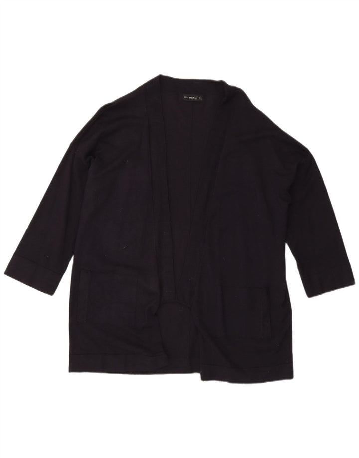 Zara Suéter tipo cárdigan abierto con manga 3/4 para mujer UK 46 Large Azul marino