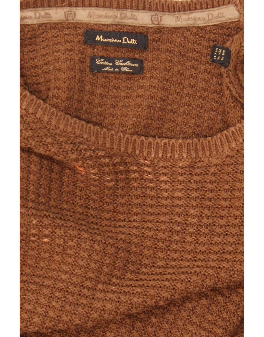 Massimo Dutti Jersey Hombre Cuello Redondo XL Marrón Algodón
