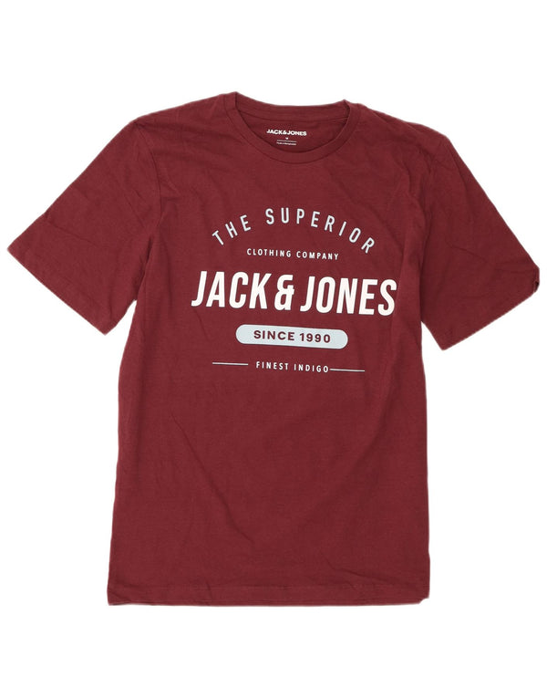 Jack & Jones Hombre Camiseta Gráfica Top Medium Borgoña Algodón