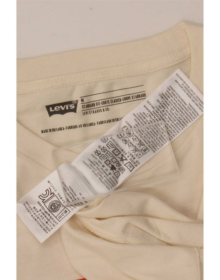 Levi's Top gráfico de corte estándar para hombre, manga larga, tamaño mediano, blanco roto, geométrico