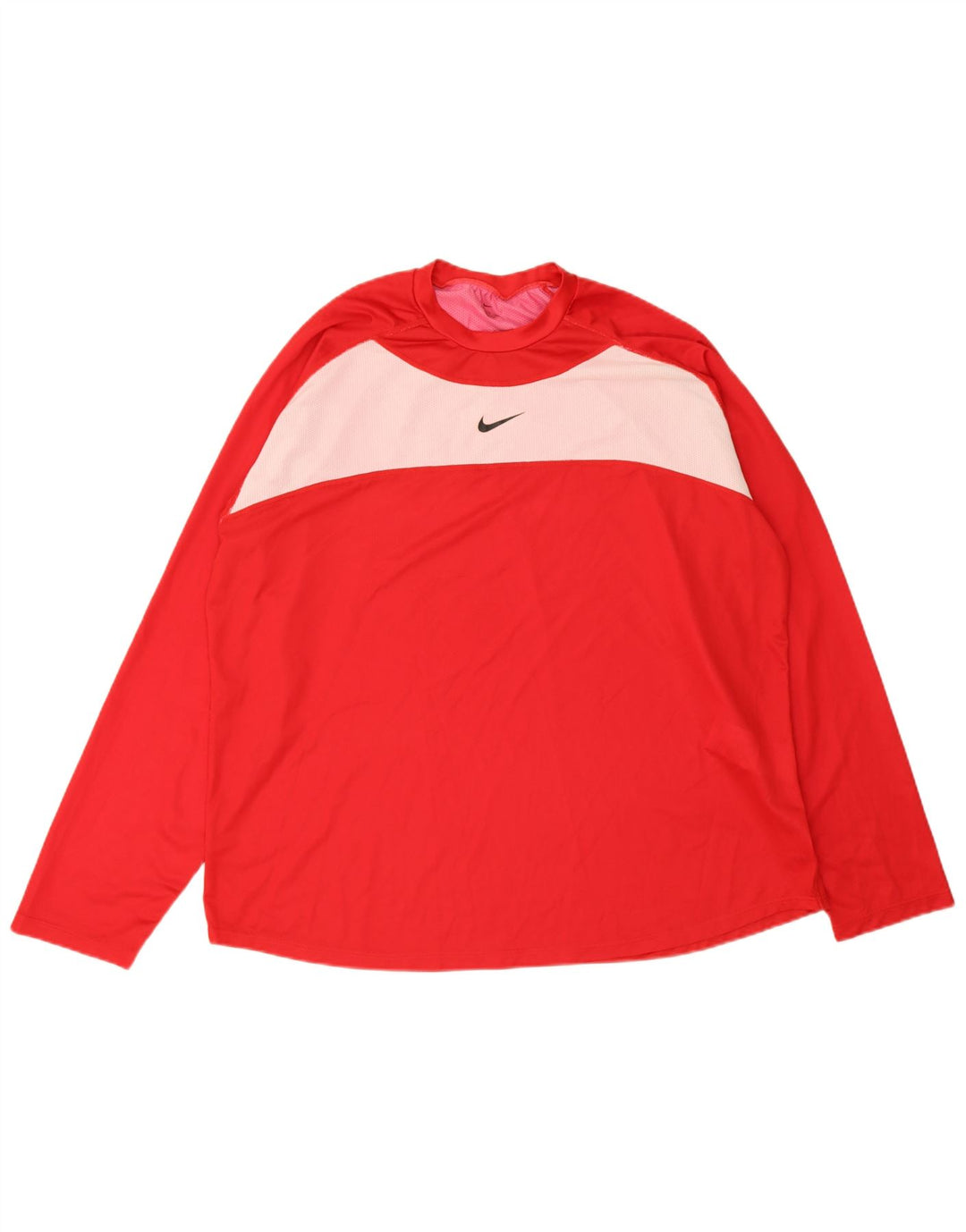 Nike Mens Graphic Top Manga Larga 2XL Rojo Colorblock Poliéster