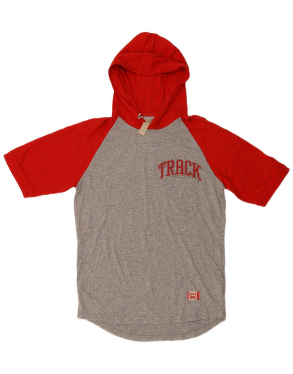 Nike - Camiseta con capucha y gráfico para hombre, parte superior de algodón gris medio con bloques de color