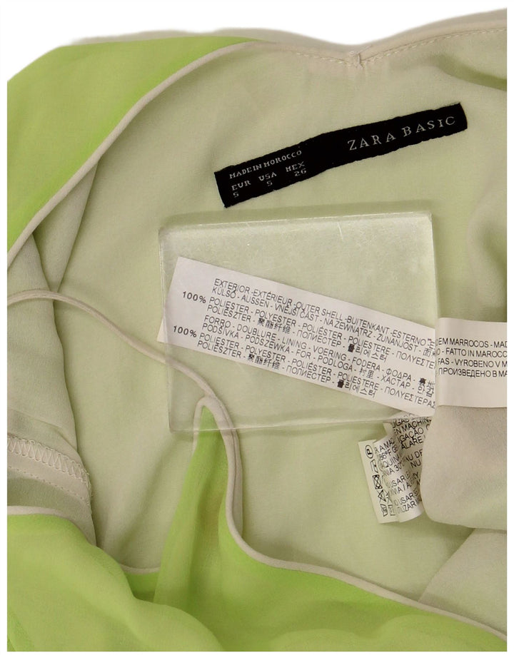 Zara Mujer Cami Top UK 10 Pequeño Poliéster Verde