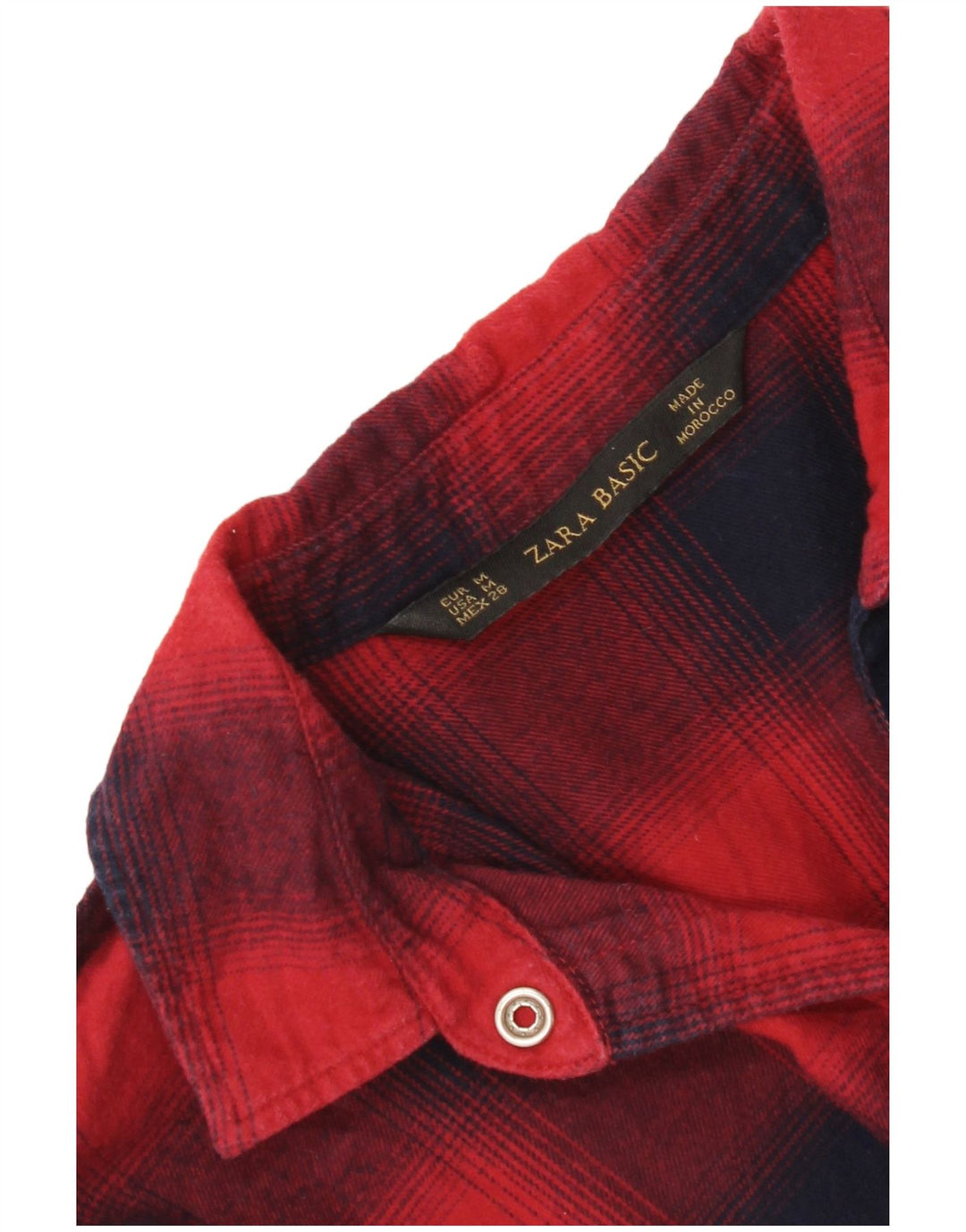 Zara Camisa De Franela Militar Para Mujer UK 40 Medium Red Check