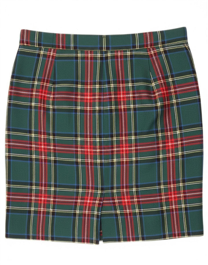 Falda lápiz vintage para mujer W30 cuadros verdes medianos
