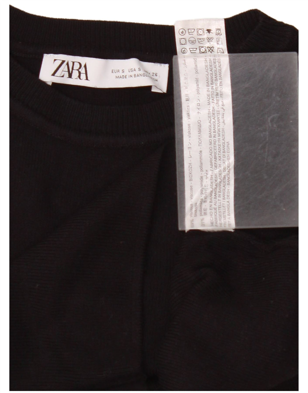 ZARA Mujer Crop Vest Tank Top UK 8 Small Viscosa Negra