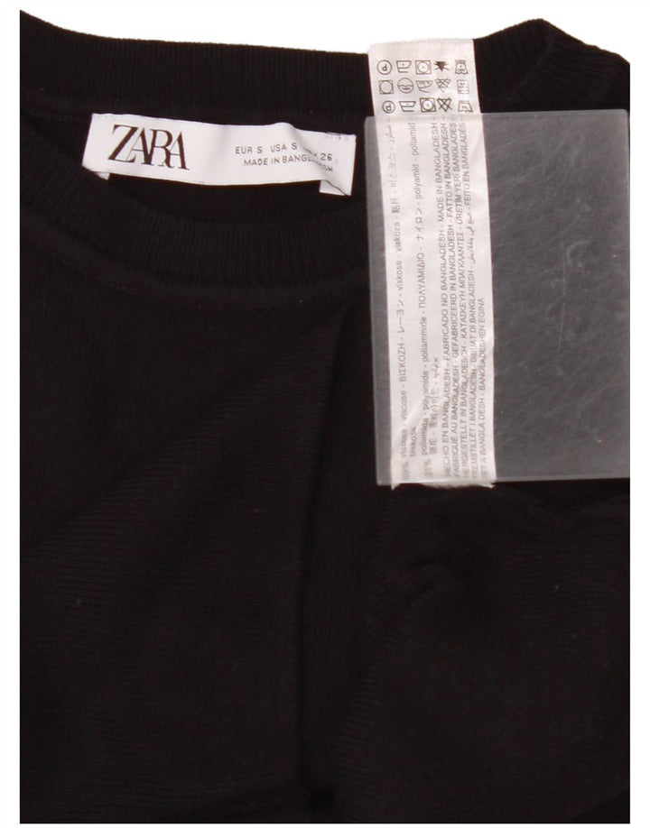 ZARA Mujer Crop Vest Tank Top UK 8 Small Viscosa Negra