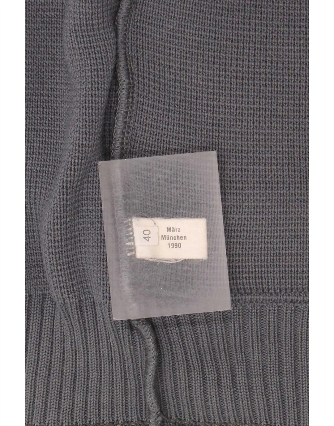 Vintage hombres Cardigan suéter EU 40 lana gris medio