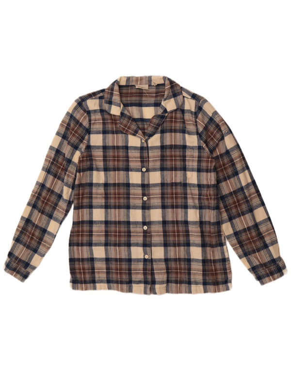 L.L.Bean Camisa de franela extragrande para mujer UK 10 Small Beige Check