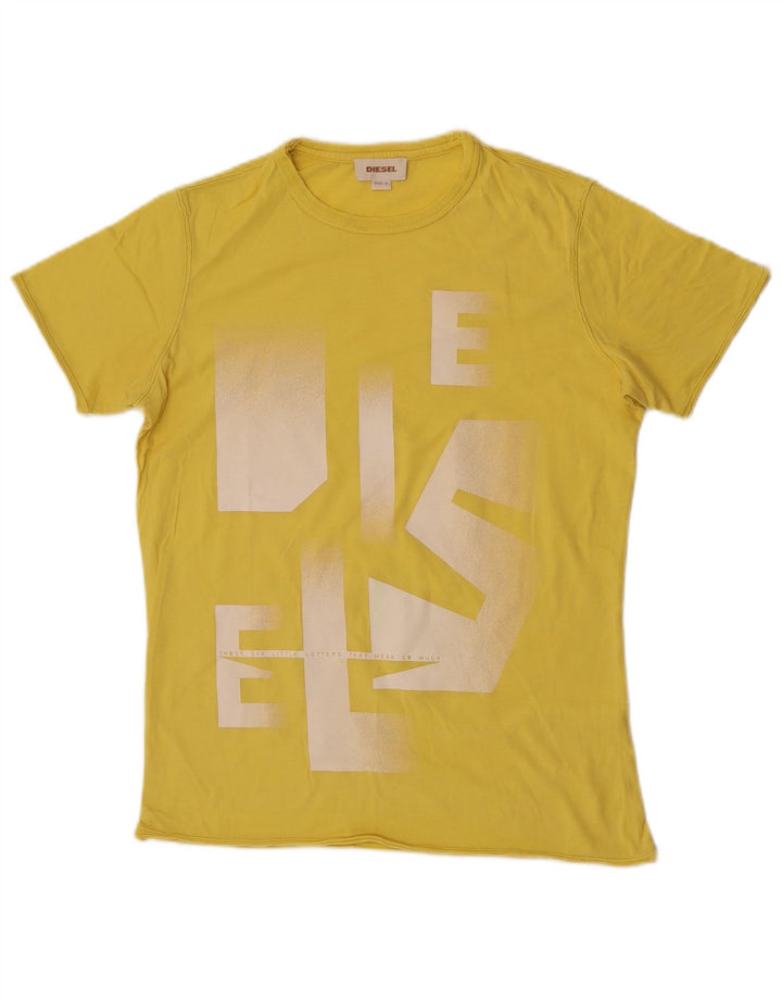 Diesel Hombre Camiseta Gráfica Top Pequeño Amarillo