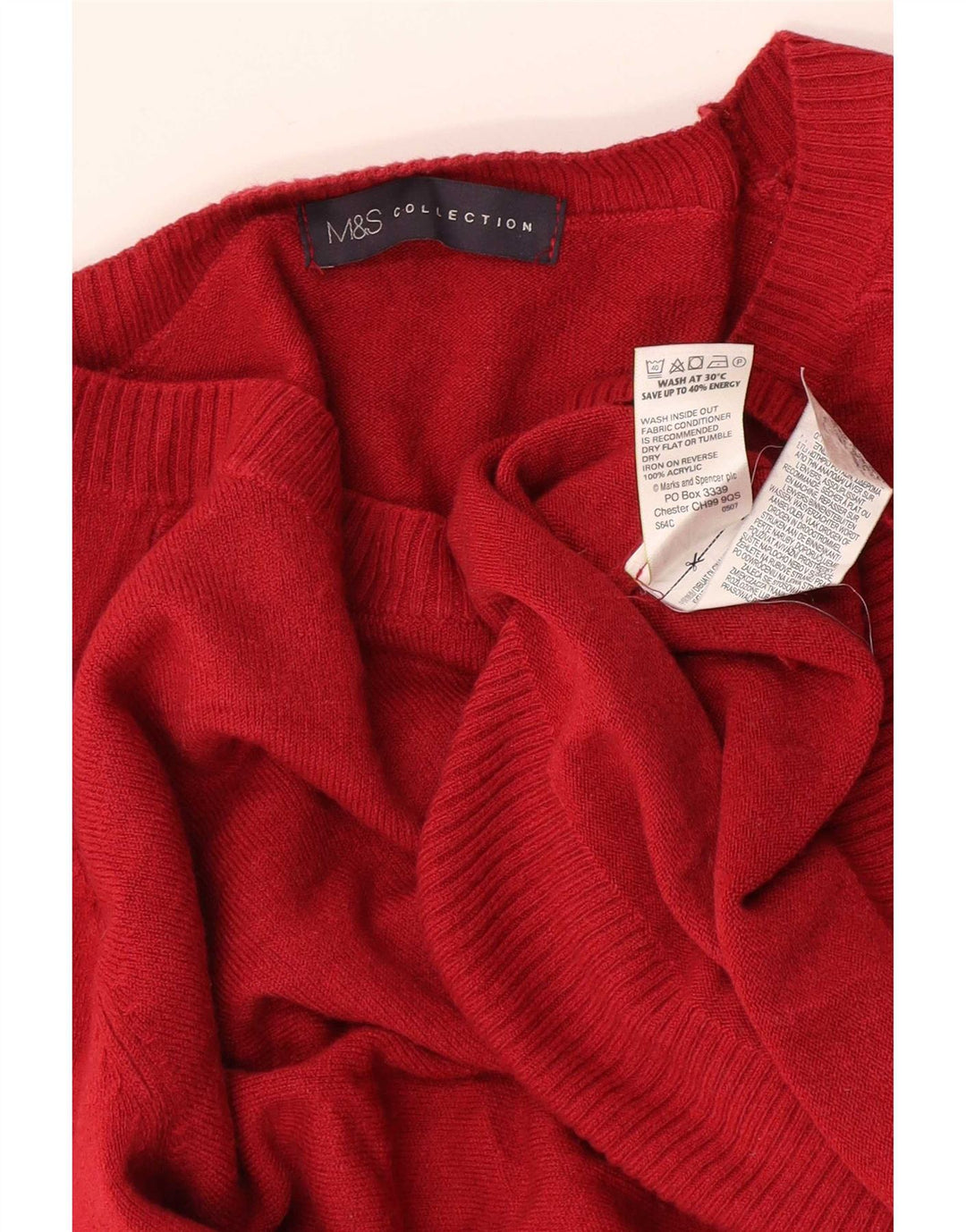 Marks & Spencer Suéter con Cuello Barco para Mujer UK 40 Acrílico Rojo Mediano