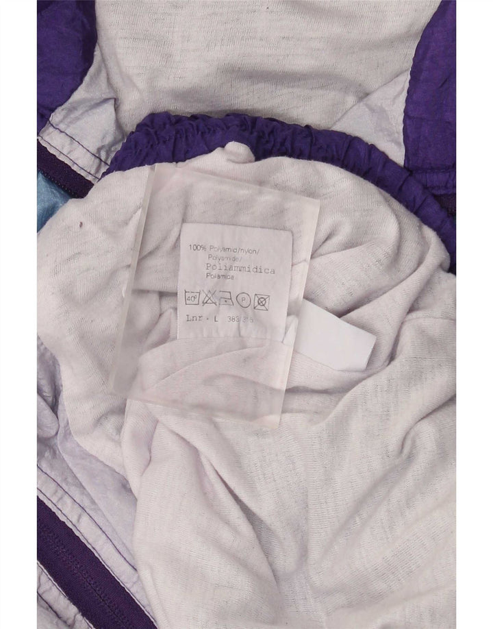Vintage hombres chándal top chaqueta grande púrpura colorblock poliamida
