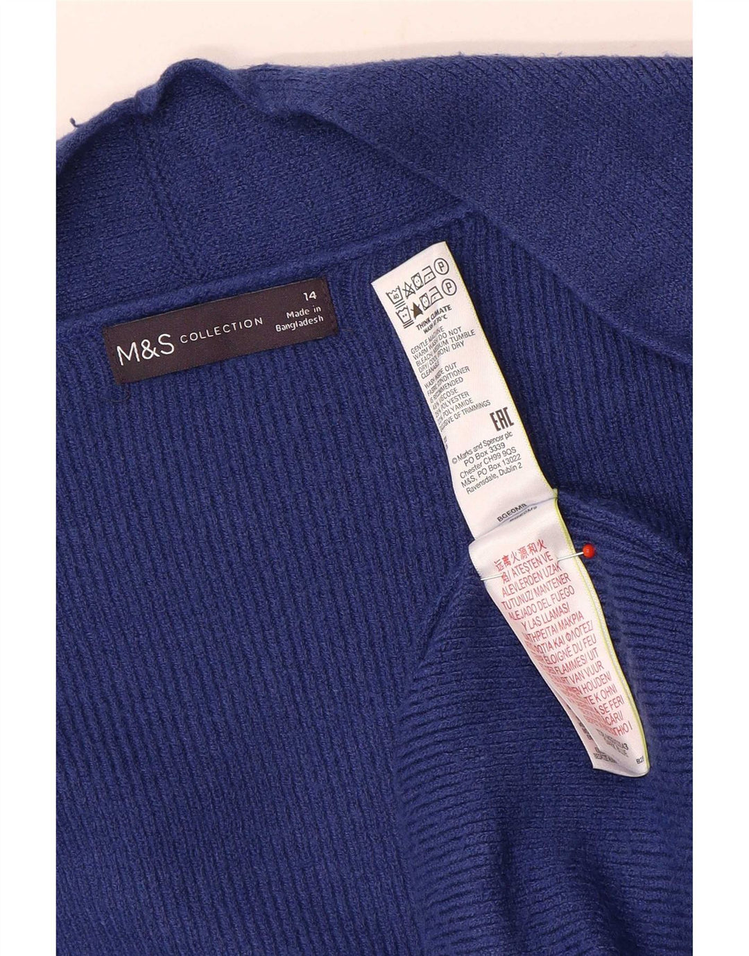 Marks & Spencer Suéter Cárdigan Abierto Largo para Mujer UK 44 Grande Azul