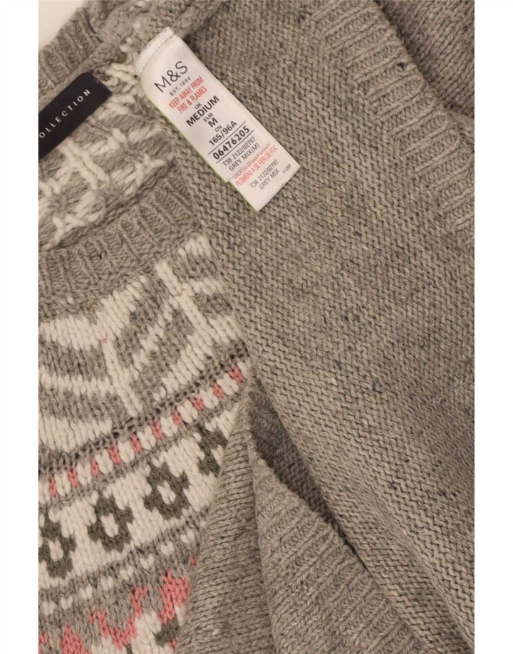 Marks & Spencer Suéter tipo jersey con cuello barco para mujer Reino Unido 40 Gris medio Fair Isle