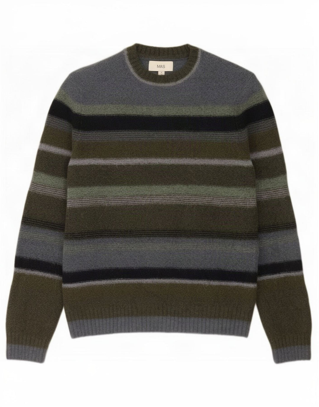 Marks & Spencer Suéter con Cuello Redondo para Hombre Rayas Caqui Medianas