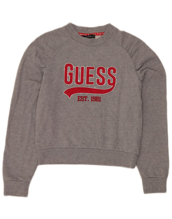 Guess Sudadera gráfica para mujer Jumper UK 44 Algodón gris medio