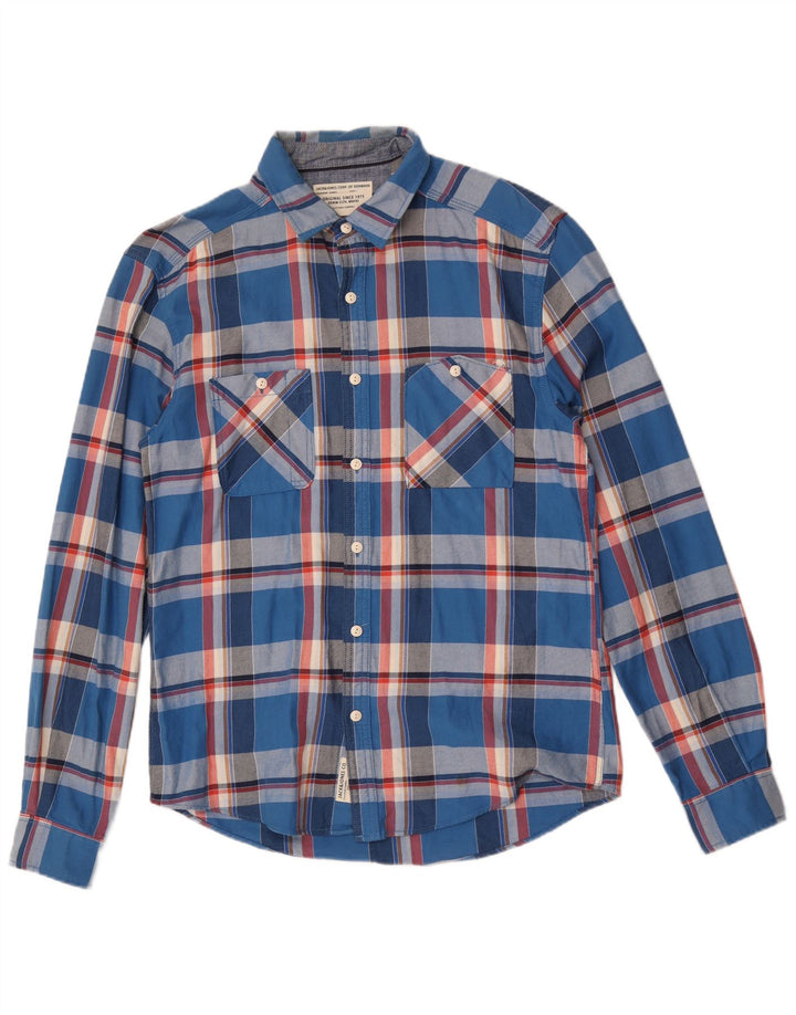 Jack & Jones Hombre Camisa De Franela De Algodón A Cuadros Azul Grande