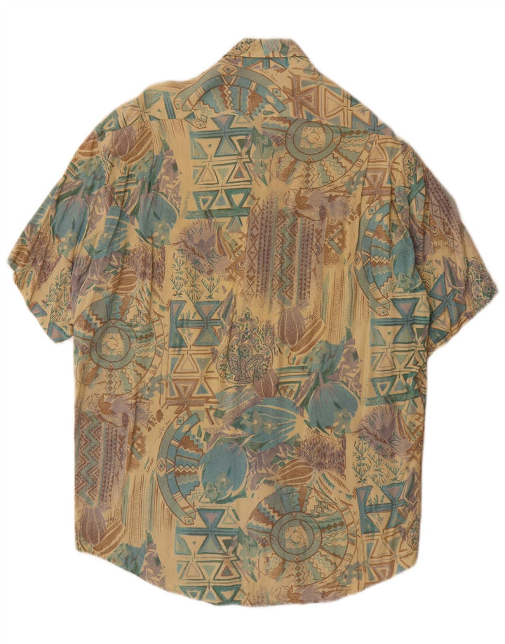 Vintage hombres camisa de manga corta grande multicolor geométrico