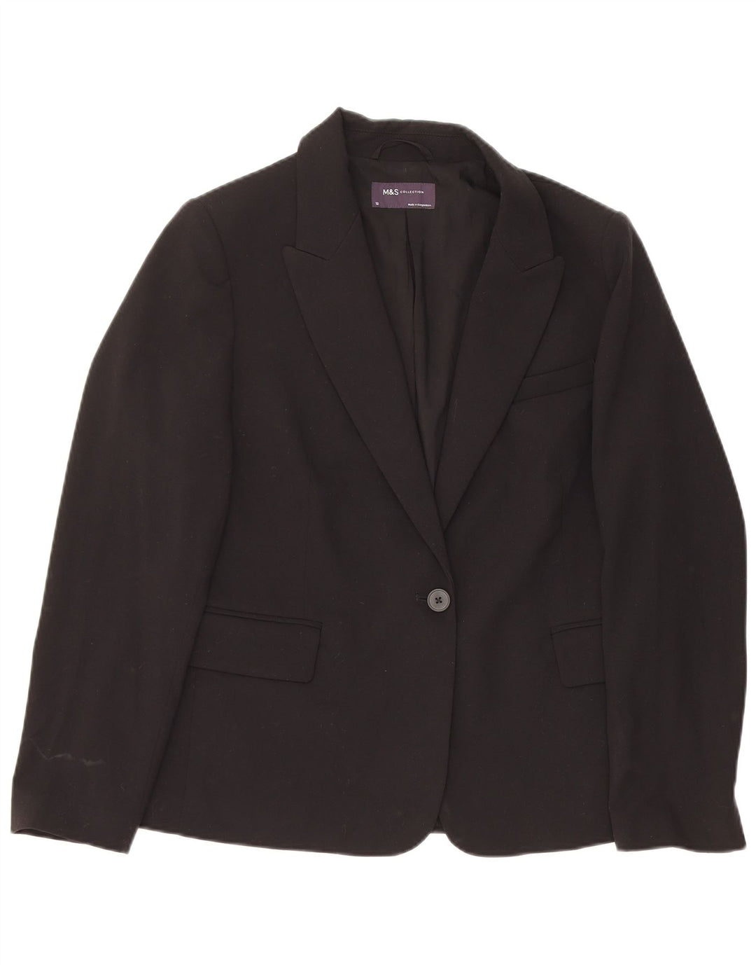 Marks & Spencer Chaqueta tipo blazer con 1 botón para mujer UK 40 Mediano Poliéster negro