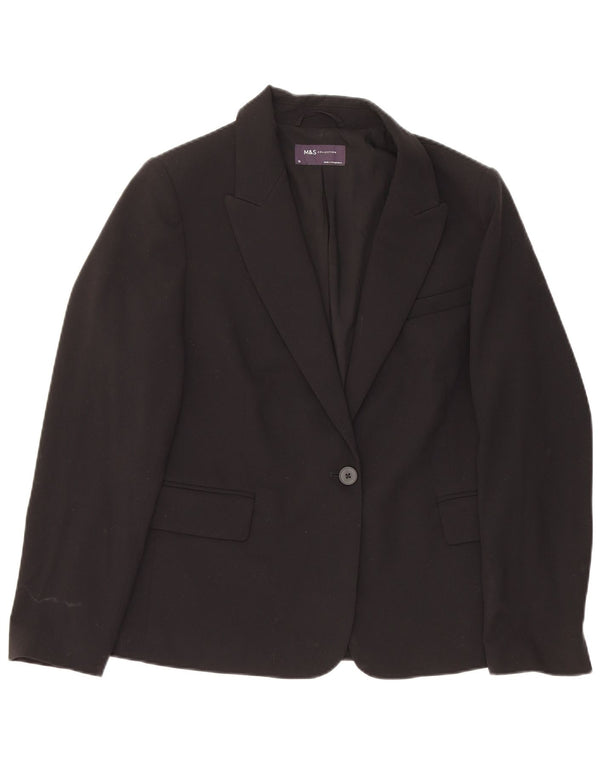 Marks & Spencer Chaqueta tipo blazer con 1 botón para mujer UK 40 Mediano Poliéster negro