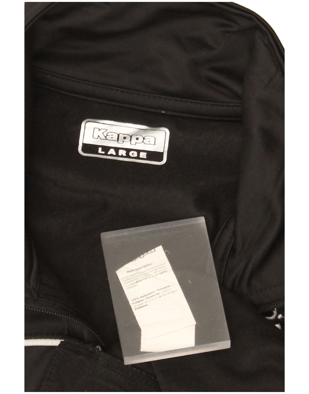 KAPPA Mens Graphic Chándal Top Chaqueta Grande Poliéster Negro