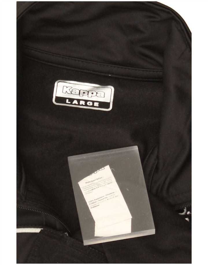 KAPPA Mens Graphic Chándal Top Chaqueta Grande Poliéster Negro