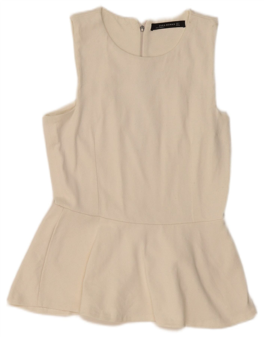 ZARA Mujer Blusa Sin Mangas Top UK 42 Medium Off White