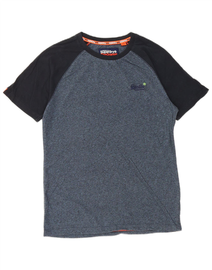 Superdry Camiseta para hombre Top Small de algodón con bloques de color azul marino
