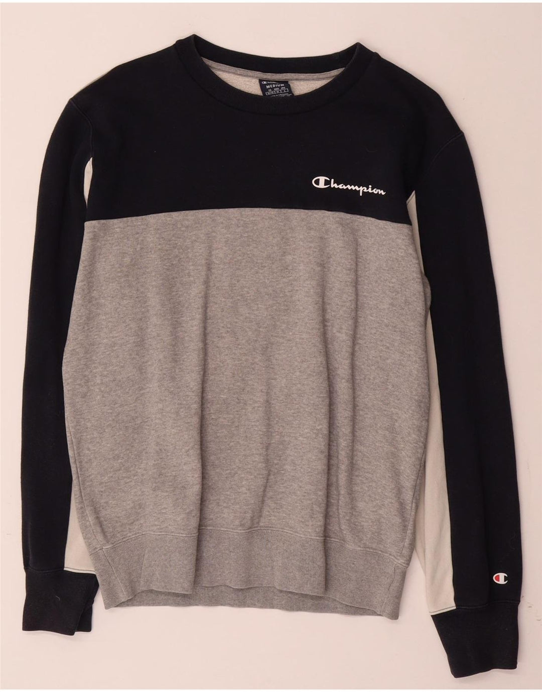 CHAMPION Sudadera tipo jersey para hombre gris medio de algodón con bloques de color