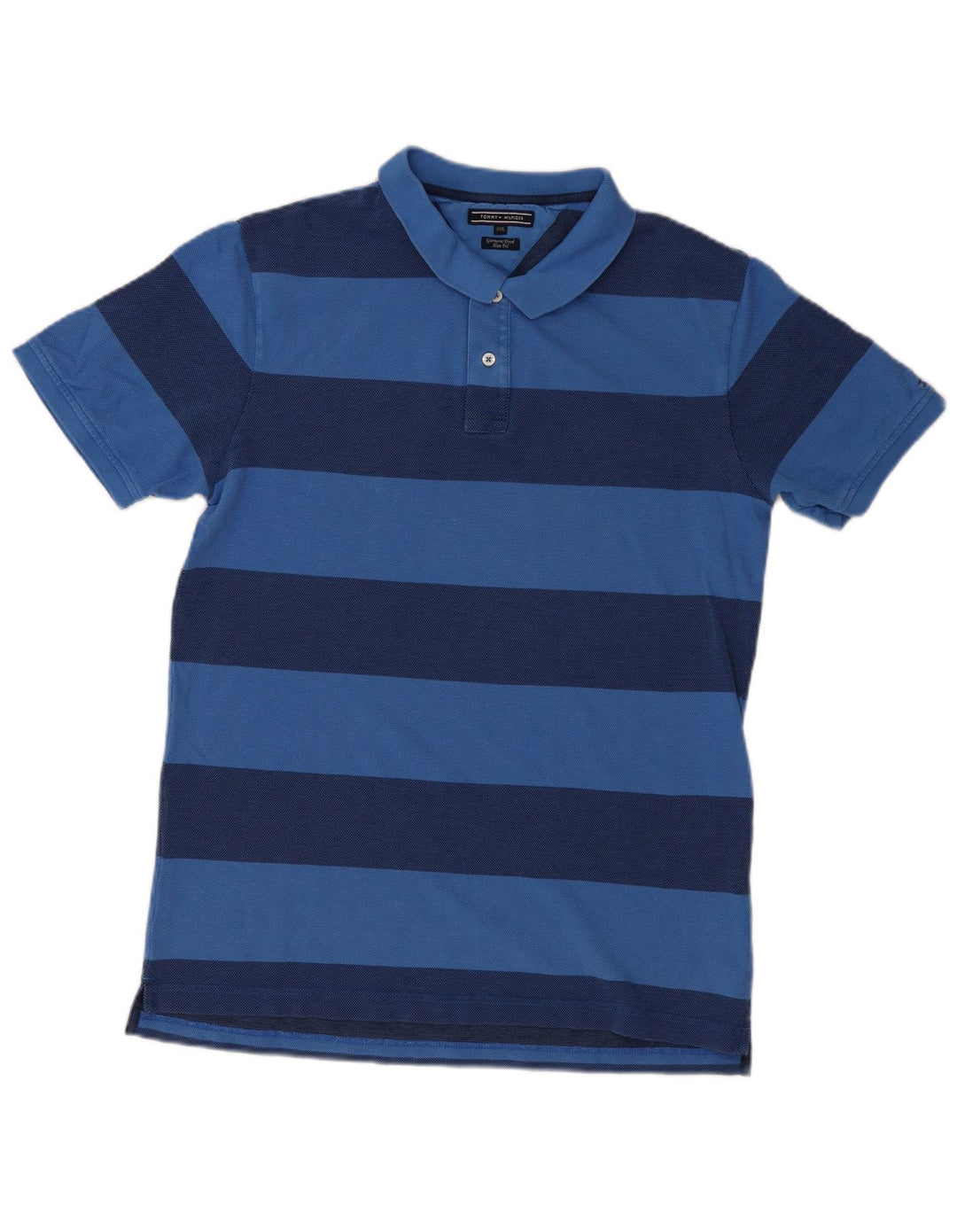 TOMMY HILFIGER Polo ajustado teñido en prenda para hombre 2XL Rayas azules