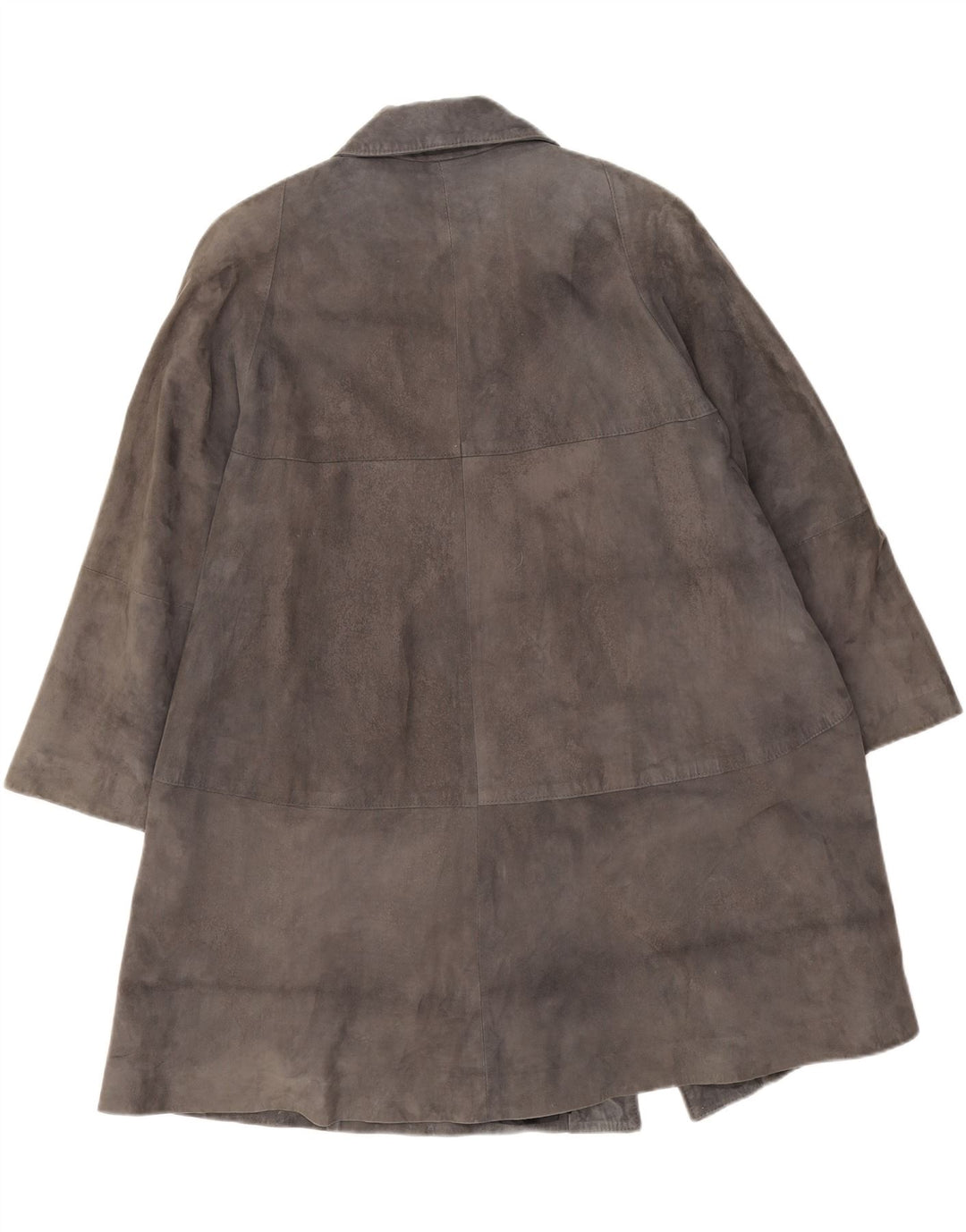 Vintage mujer ante abrigo Reino Unido 14 cuero gris medio