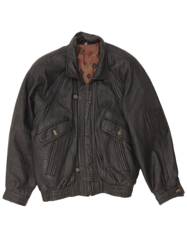 Fatigue Chaqueta de cuero para hombre Reino Unido 40 Grande Negro