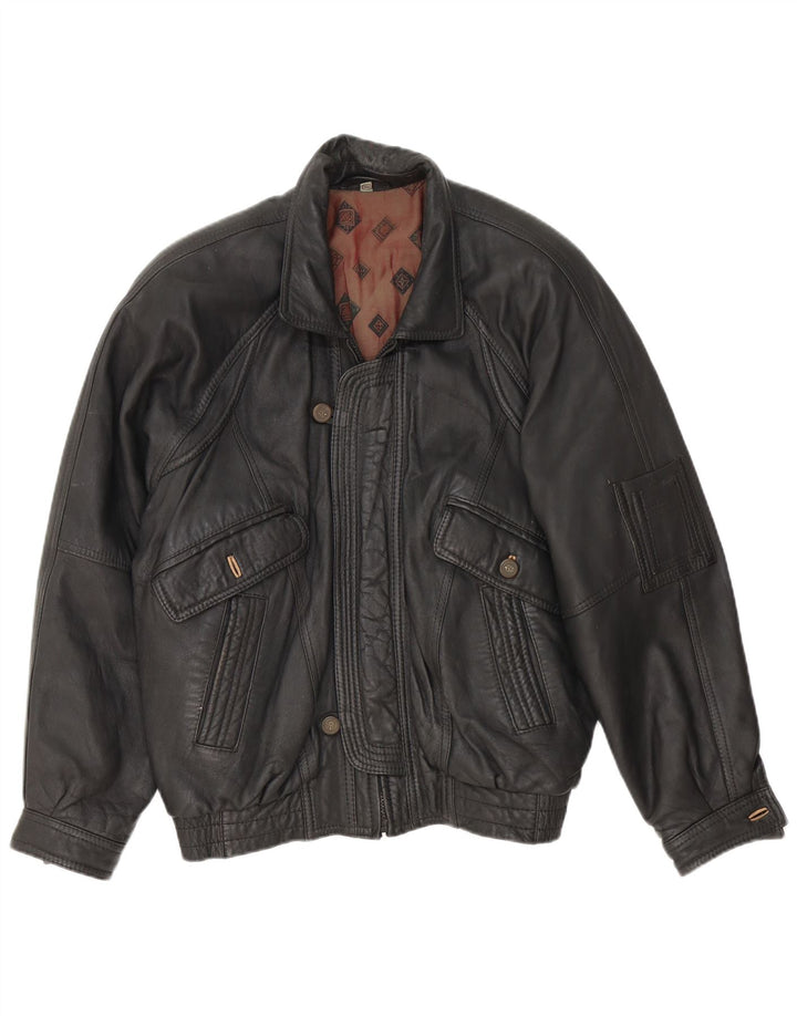 Fatigue Chaqueta de cuero para hombre Reino Unido 40 Grande Negro