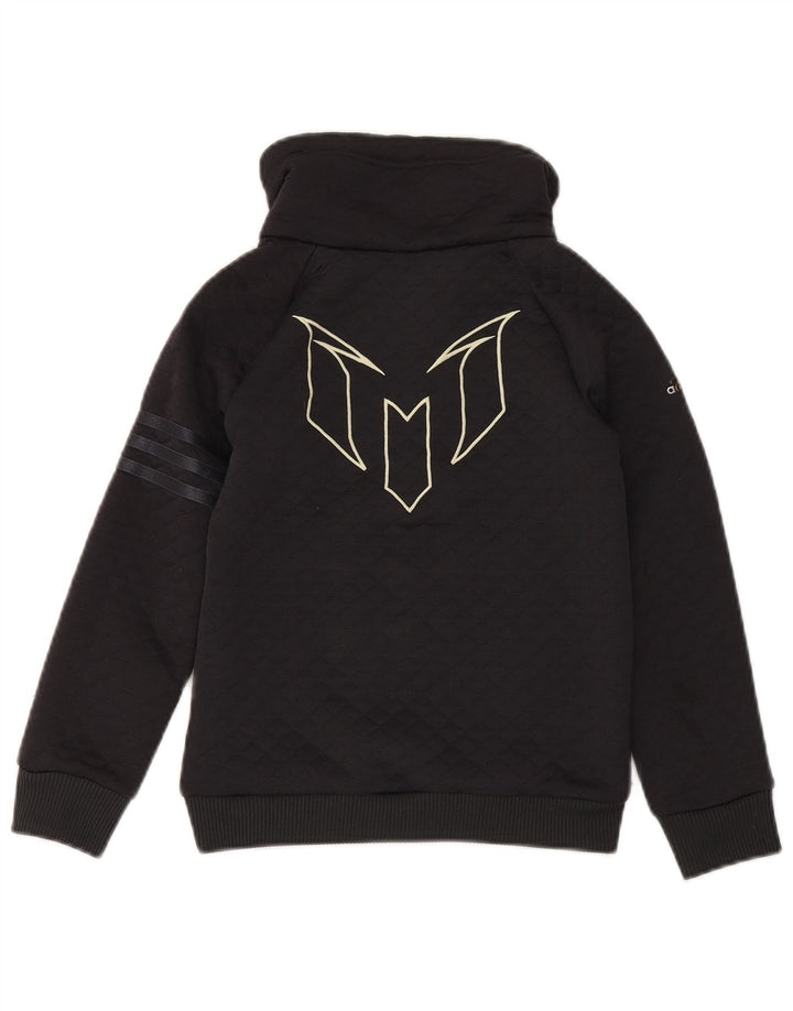 ADIDAS Boys MESSI Zip Neck Sweatshirt Jumper 7-8 Years Navy Blue Polyester