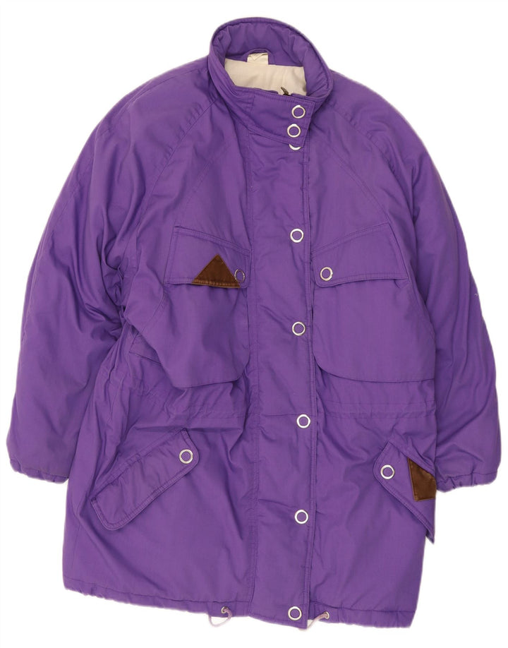 Vintage mujer acolchado abrigo Reino Unido 18 XL poliéster púrpura