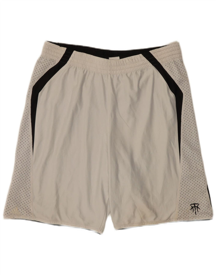 Adidas - Pantalones cortos deportivos para hombre, color blanco medio, poliéster color block