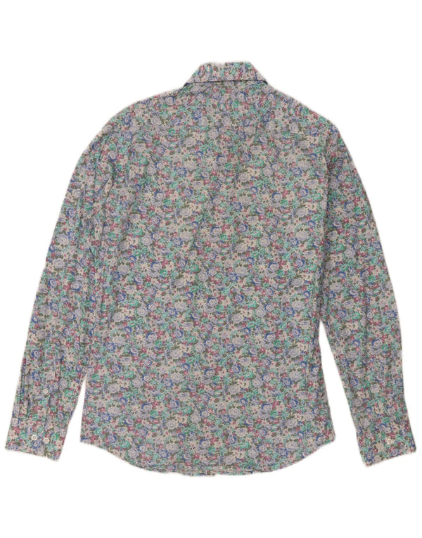 Camisa vintage para hombre talla 39/40 algodón floral multicolor medio
