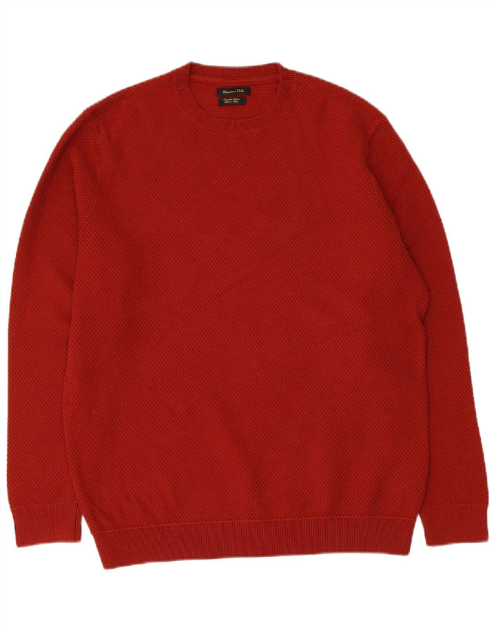 Massimo Dutti Jersey Cuello Redondo Hombre Algodón Burdeos Medio