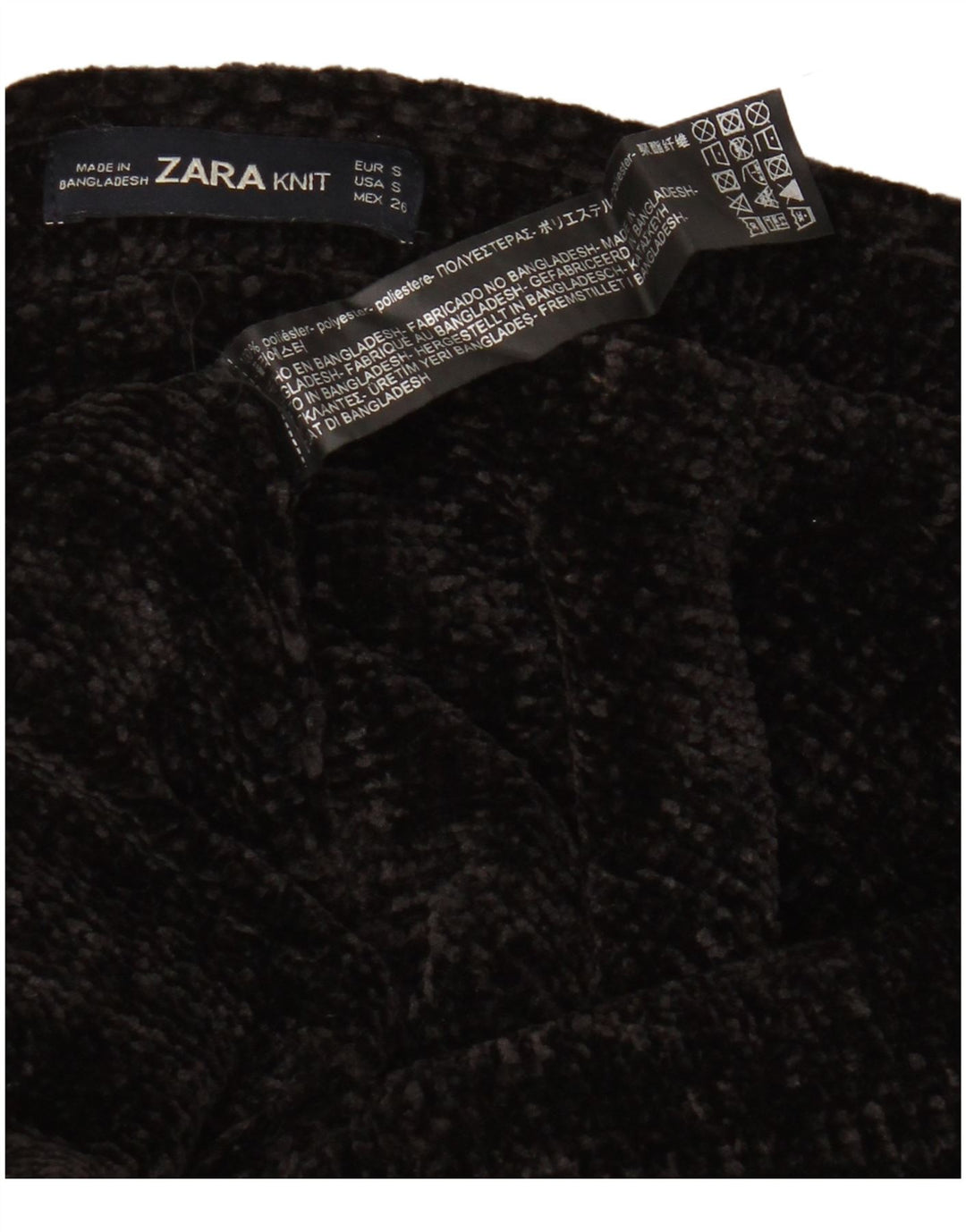 Zara - Jersey extragrande con cuello barco para mujer, talla 10, poliéster negro pequeño