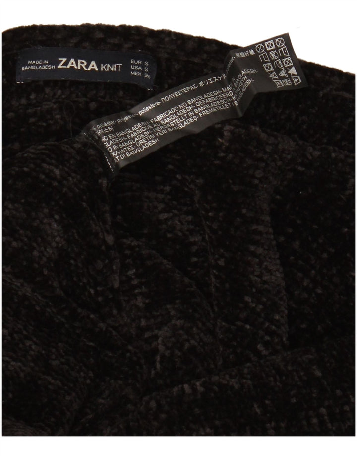 Zara - Jersey extragrande con cuello barco para mujer, talla 10, poliéster negro pequeño