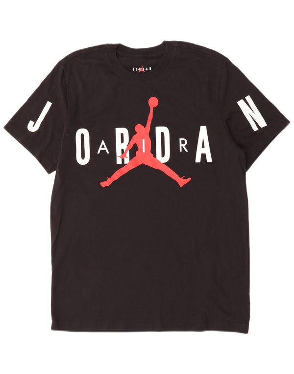 Jordan - Camiseta gráfica de manga corta para hombre, talla grande, algodón negro