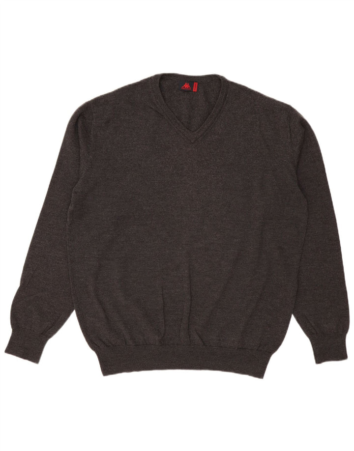 KAPPA Suéter con cuello en V para hombre 2XL Gris