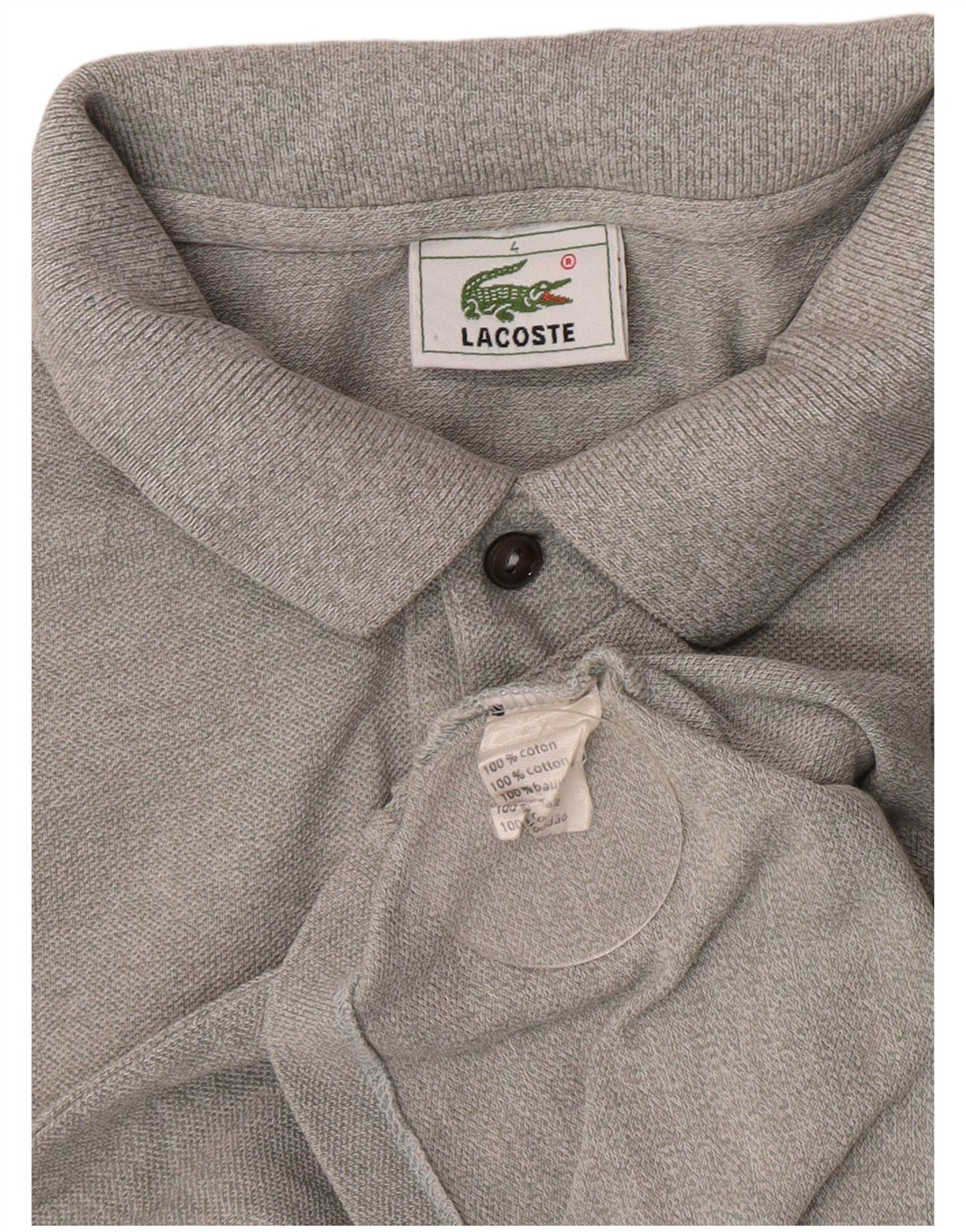 Polo Lacoste para hombre talla 4 algodón gris medio