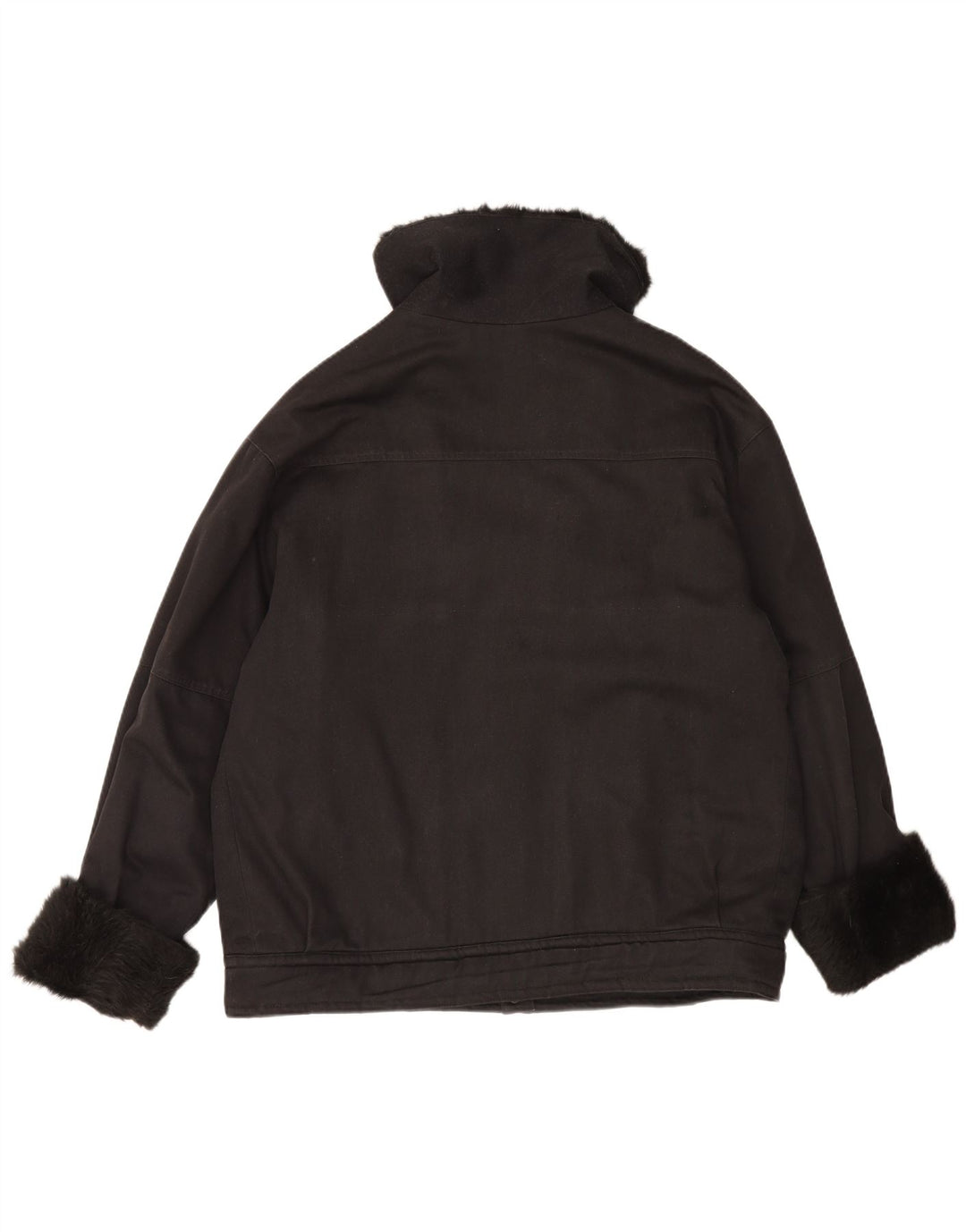 Vintage mujer Sherpa chaqueta Reino Unido 20 2XL negro