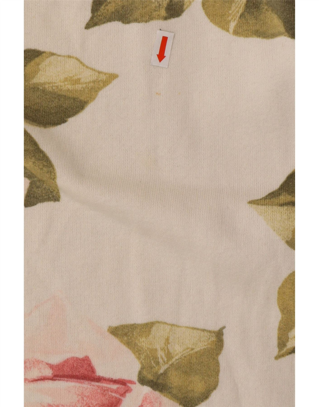 VINTAGE Mujer Top Manga Larga Reino Unido 16 Algodón Floral Blanco Grande