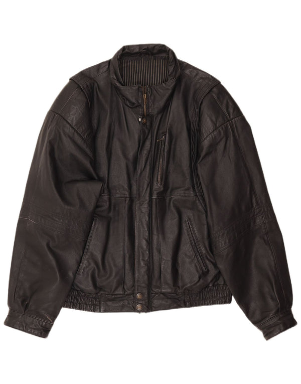 C & A Chaqueta de cuero para hombre EU 54 2XL Cuero negro