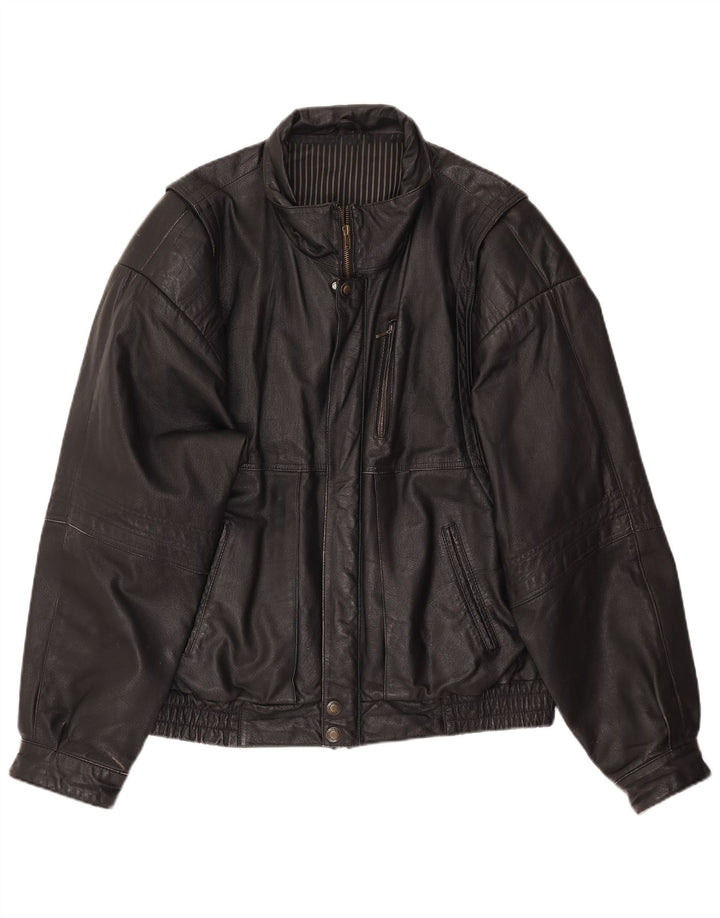 C & A Chaqueta de cuero para hombre EU 54 2XL Cuero negro