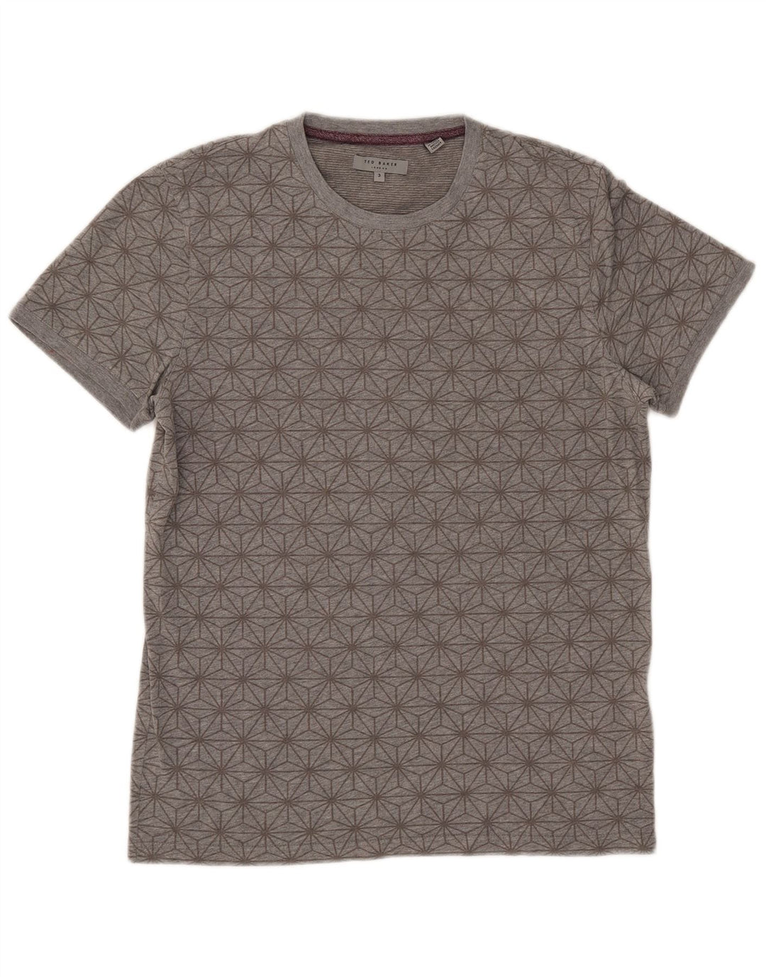 Ted Baker - Camiseta para hombre, talla 3, algodón geométrico, color gris medio