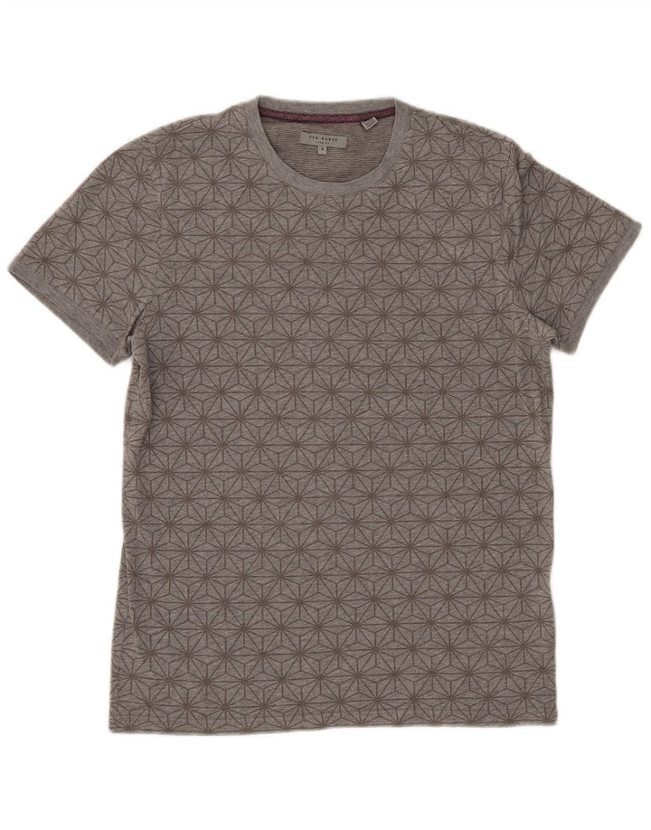 Ted Baker - Camiseta para hombre, talla 3, algodón geométrico, color gris medio