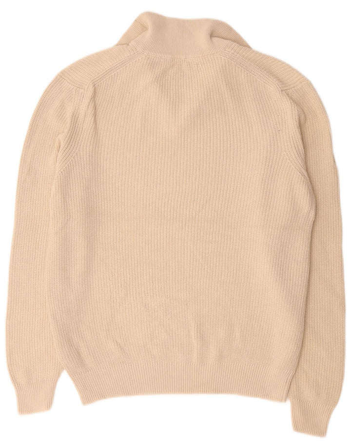 Zara Hombre Jersey Con Cremallera Y Cuello Jersey Grande Algodón Beige